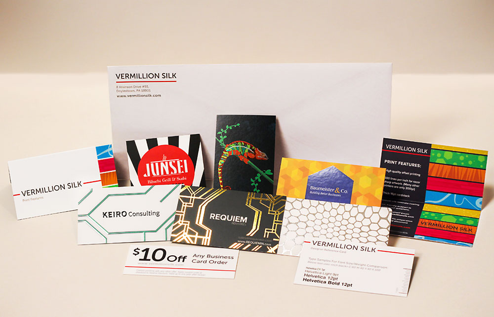 luxury silk and suede business card sample pack