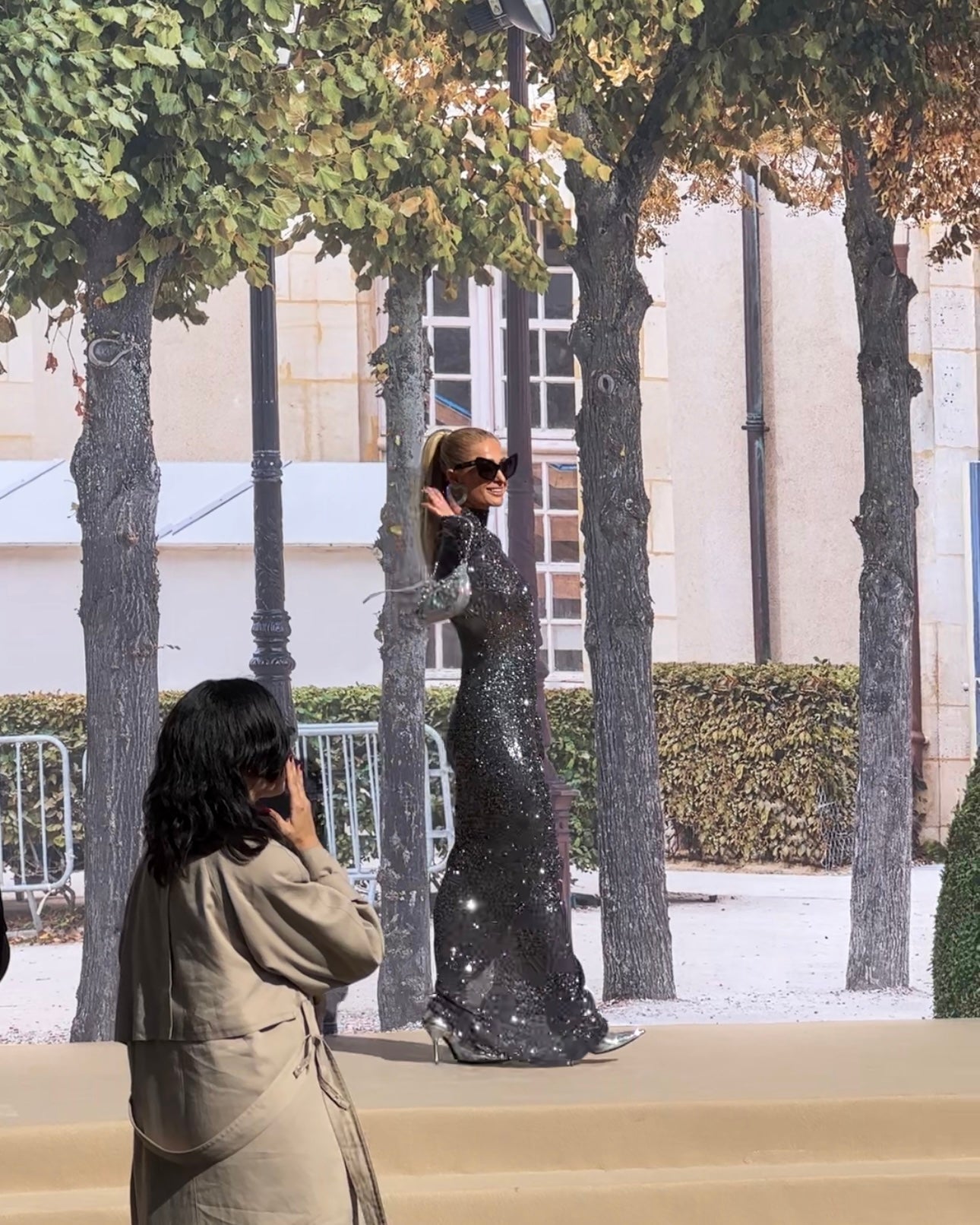 Paris Hilton at Paris Fashion Week after Balenciaga show