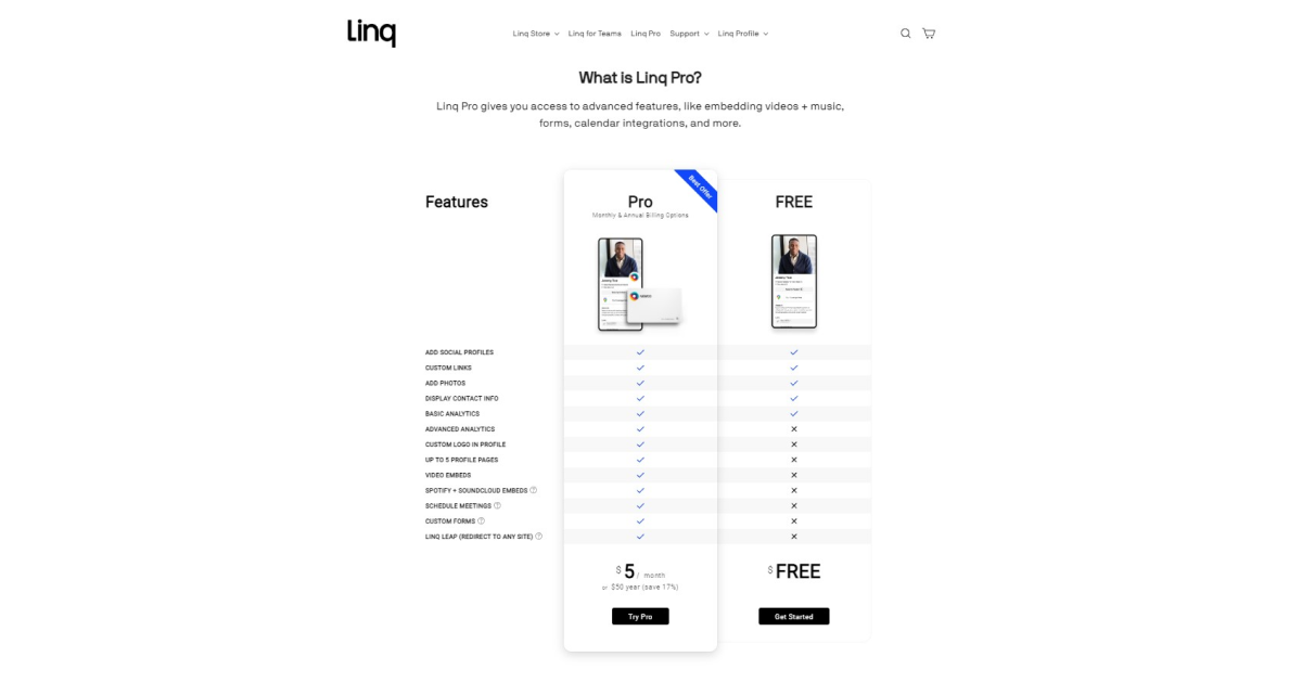 linq-pricing-page