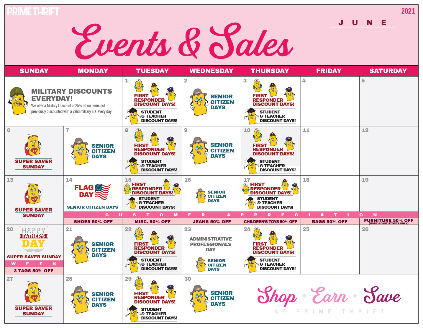Events and Sales Calendar for June 2021 June 2021 calendar