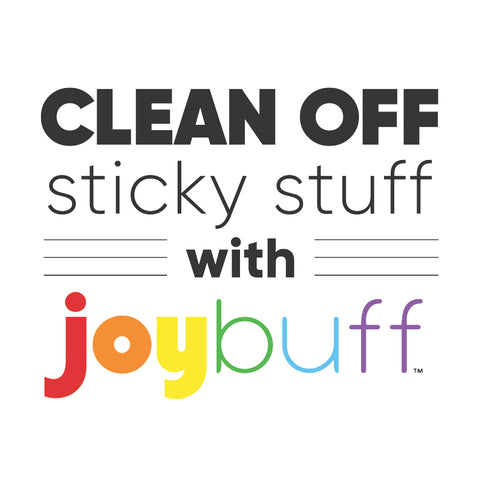 Clean off sticky stuff with Joybuff Rainbow Logo and Slogan - joyboxx.com