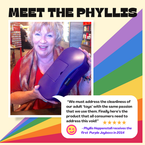 Passionate Playground has renamed its most popular Joyboxx + Playtray color combination, Purple and Black, in honor of adult retail and pleasure product pioneer, Phyllis Heppenstall. 