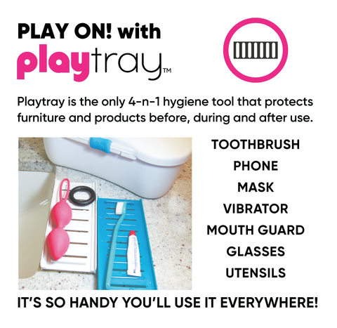 Playtray clean and dry hygienic personal item tray toothbrushes sex toys vibrators cell phones bedroom bathroom utensils