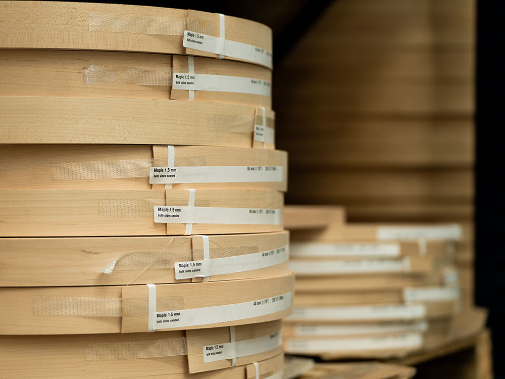 Stacks of Wood Veneer Edgebanding