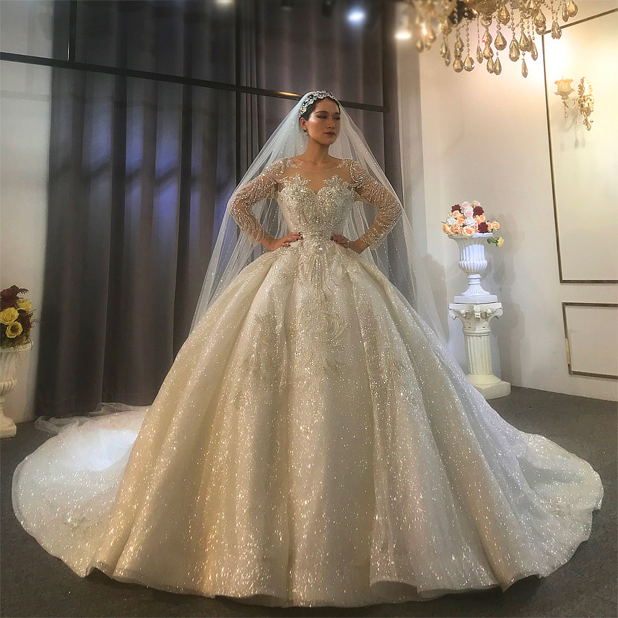 NS3925 Stunning full beading wedding dress sparkling amanda novias des ...