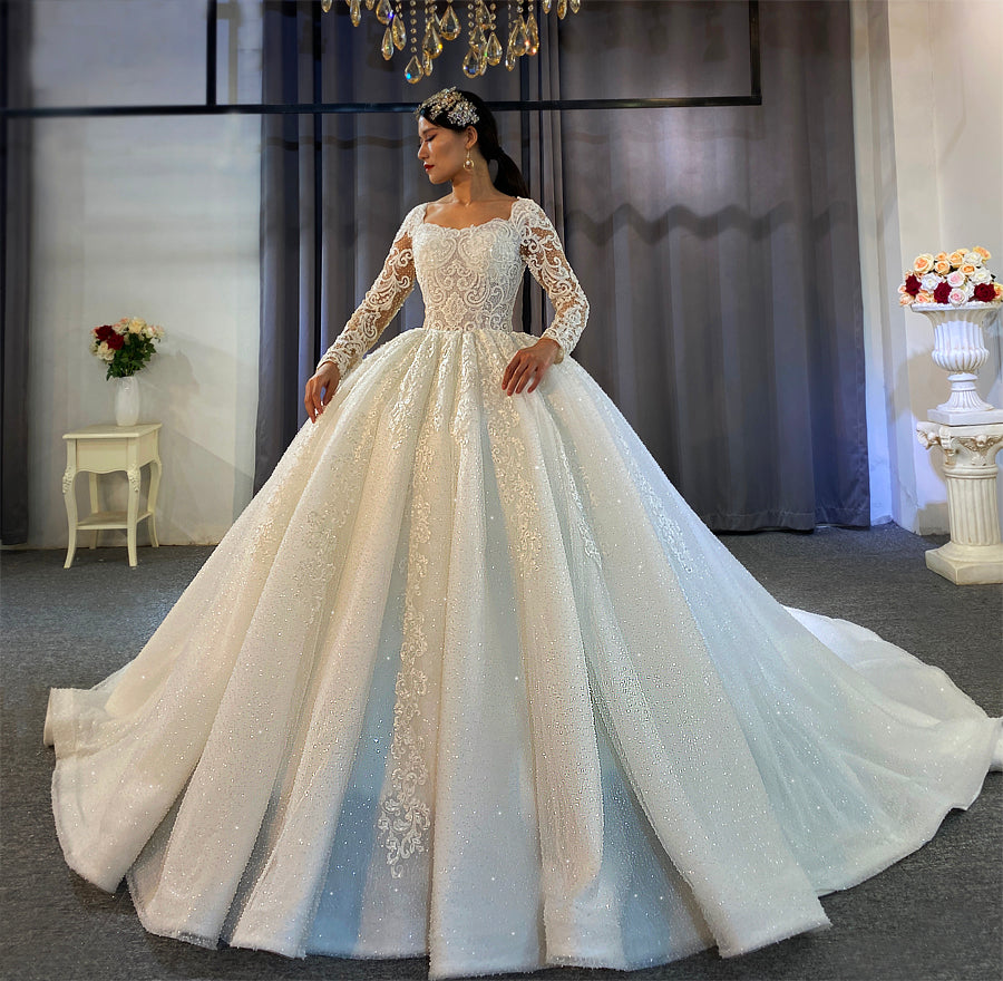 NS4081 New lace wedding dresses off white color with full beading cust ...