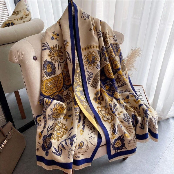 Women's Thick Blanket Shawl Scarf Luxury Print Cashmere Pashmina Winter  Warm Bufanda Wraps Ladies Stoles Foulard 2022 New