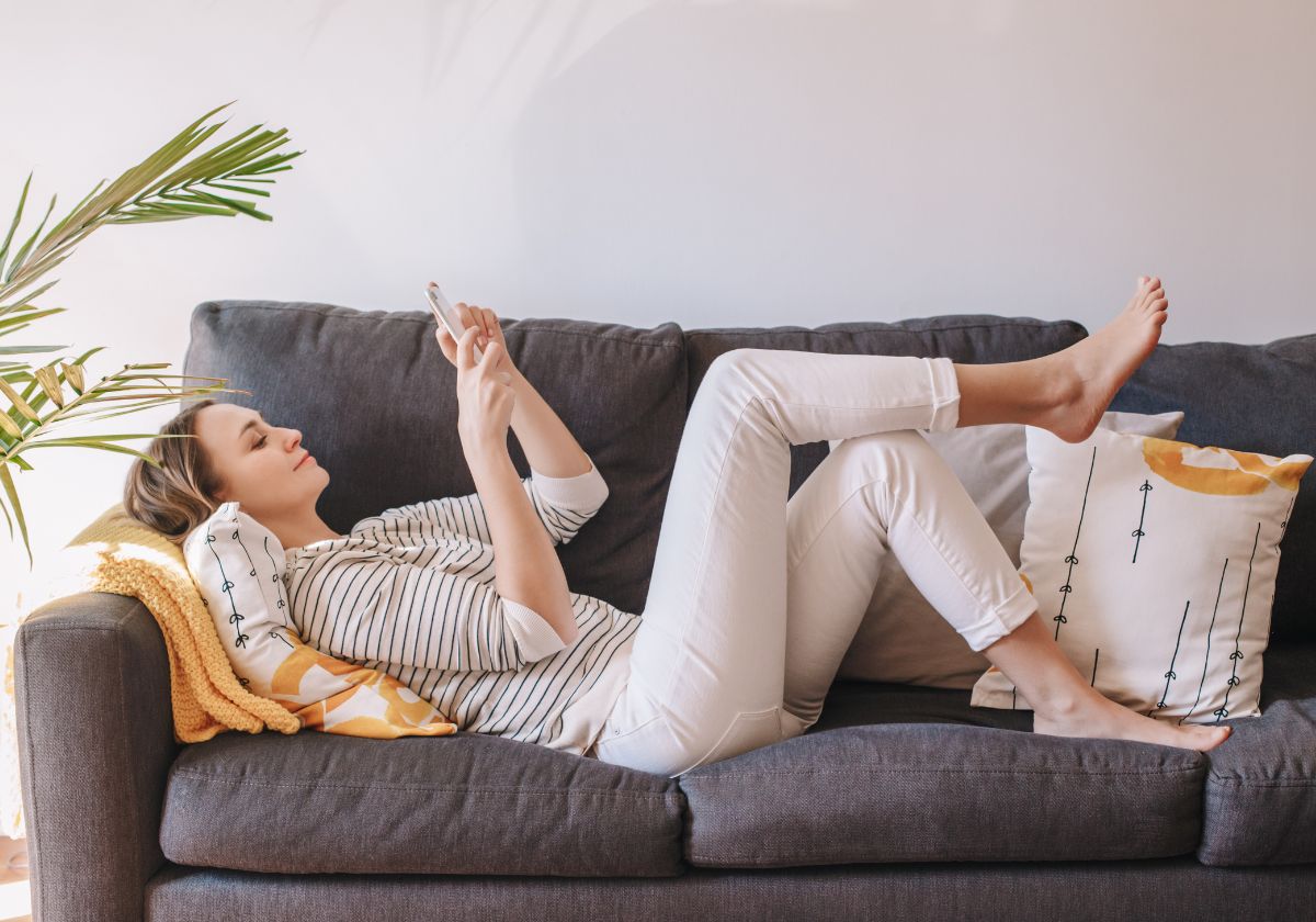 lying on a couch