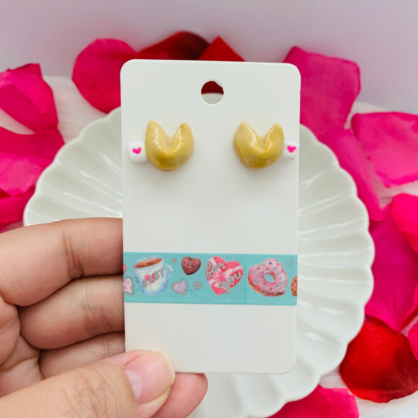 201 polymer clay earrings - pink heart - valentines love letter