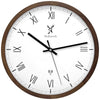 Holzwerk DUISBURG radio-controlled wall clock made of wood, Roman numerals, 30 cm, variant in brown, white