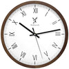 Holzwerk EISENBERG modern wooden wall clock, Roman numerals, variant in brown, white