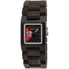 Holzwerk ELDINGEN women's wooden watch, square design, variant in brown, black & red