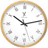 Reloj de pared radiocontrolado Holzwerk FREIBURG de madera, números romanos, beige, variante blanca