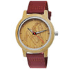 Reloj de mujer Holzwerk TORI RED de cuero y madera con motivo de caballo en rojo oscuro, variante beige