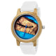 Holzwerk IHME women's and men's epoxy resin silicone & wood watch, variant white, blue, turquoise