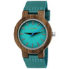 Holzwerk LIL KAHLA small women's wooden watch with leather strap, version turquoise blue & brown