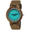 Holzwerk LIL NAILA Reloj pequeño de madera para mujer con correa de piel, variante marrón y azul turquesa