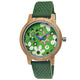 Holzwerk WIESENTAL women's silicone & wood bracelet watch with flower pattern, version in green, colorful