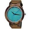 Reloj Holzwerk NAILA de madera para mujer con correa de piel, variante en marrón y azul turquesa