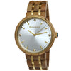 Holzwerk LEBUS elegante reloj de madera para mujer con diamantes de imitación, variante en beige, marrón, dorado y plateado