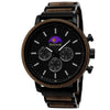 Holzwerk BASSUM men's stainless steel & wood watch chronograph, variant in black, brown
