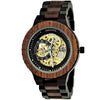 Reloj de hombre Holzwerk de madera, automático, en negro, marrón oscuro, dorado y azul.