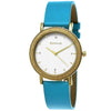 Holzwerk Reloj de madera para mujer, moderno reloj de piel, color turquesa, azul, dorado y blanco