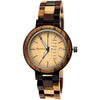 Reloj pequeño de madera para mujer Holzwerk TREBBIN con indicador de fecha, versión en beige y marrón