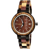 Holzwerk TRIER pequeño reloj de madera para mujer con indicador de fecha, versión en rojo y marrón