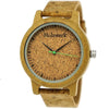 Holzwerk EUTIN women's and men's wooden watch with cork & leather strap, version in beige, green