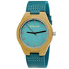 Holzwerk GRANSEE women's and men's wooden watch with leather strap, version in turquoise blue & beige