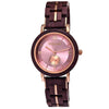 Reloj pequeño de madera para mujer Holzwerk BRILLON, variante en marrón violeta, oro rosa, rosa
