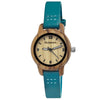 Holzwerk CLARA BLUE small women's wooden watch with leather strap, variant in turquoise blue, beige