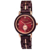 Reloj pequeño de madera para mujer Holzwerk BURSCHEID, variante en marrón violeta, oro rosa y rojo