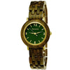 Reloj pequeño de madera para mujer Holzwerk USLAR, variante en verde oliva y dorado