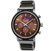 Holzwerk BRAKE men's stainless steel & wood watch chronograph, version in silver, brown