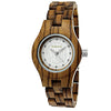 Holzwerk PARCHIM small rhinestone women's wooden watch, variant in walnut brown & white