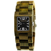 Holzwerk VECHTA women's wooden watch, square design in olive green & black