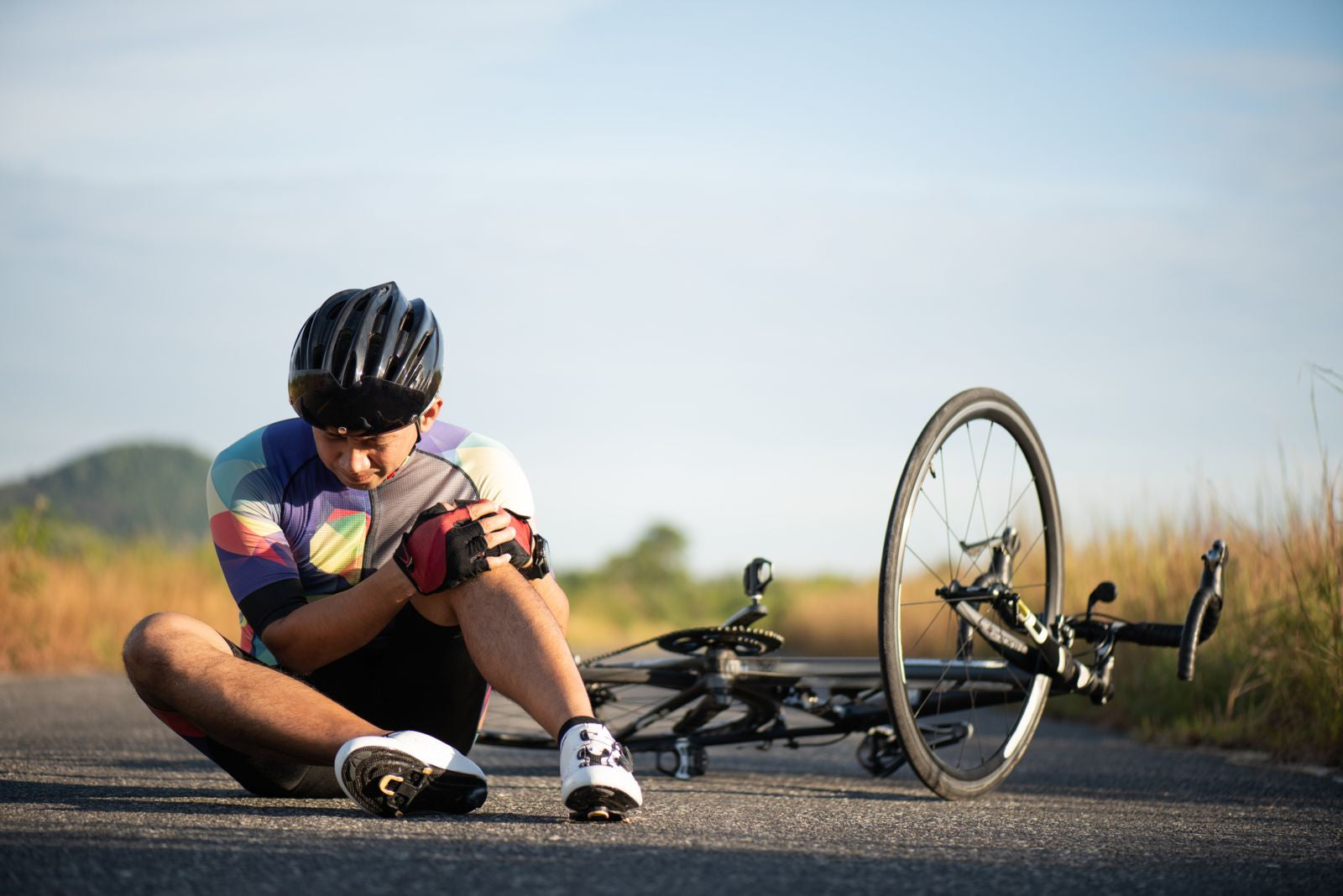 A man in a bicycle accident