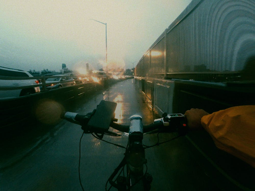 Riding an electric bike in the rain