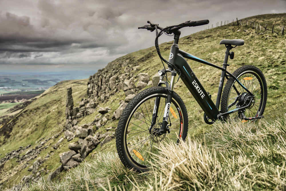 black-mountain-bike-on-the-mountain-slope