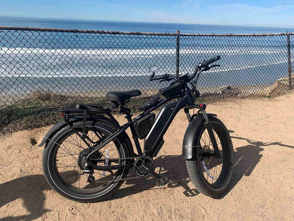 fat tyre electric bike on the beach