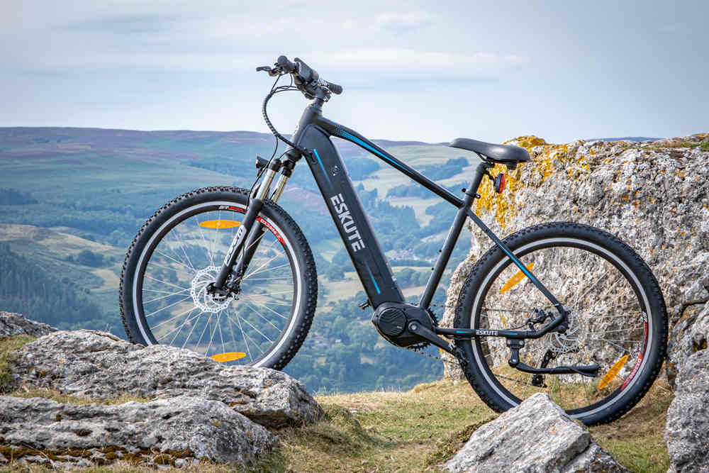 crossbar ebike on the mountain top