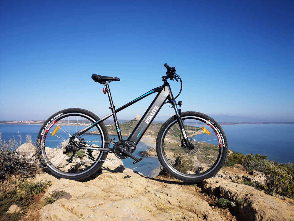 netuno electric mountain bike on the mountain top