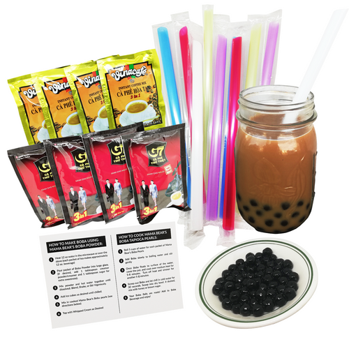 Thai Iced Tea DeDe Instant Boba Tea Kit 9 Drink Packets, Straws & Boba Kit  Gift Box