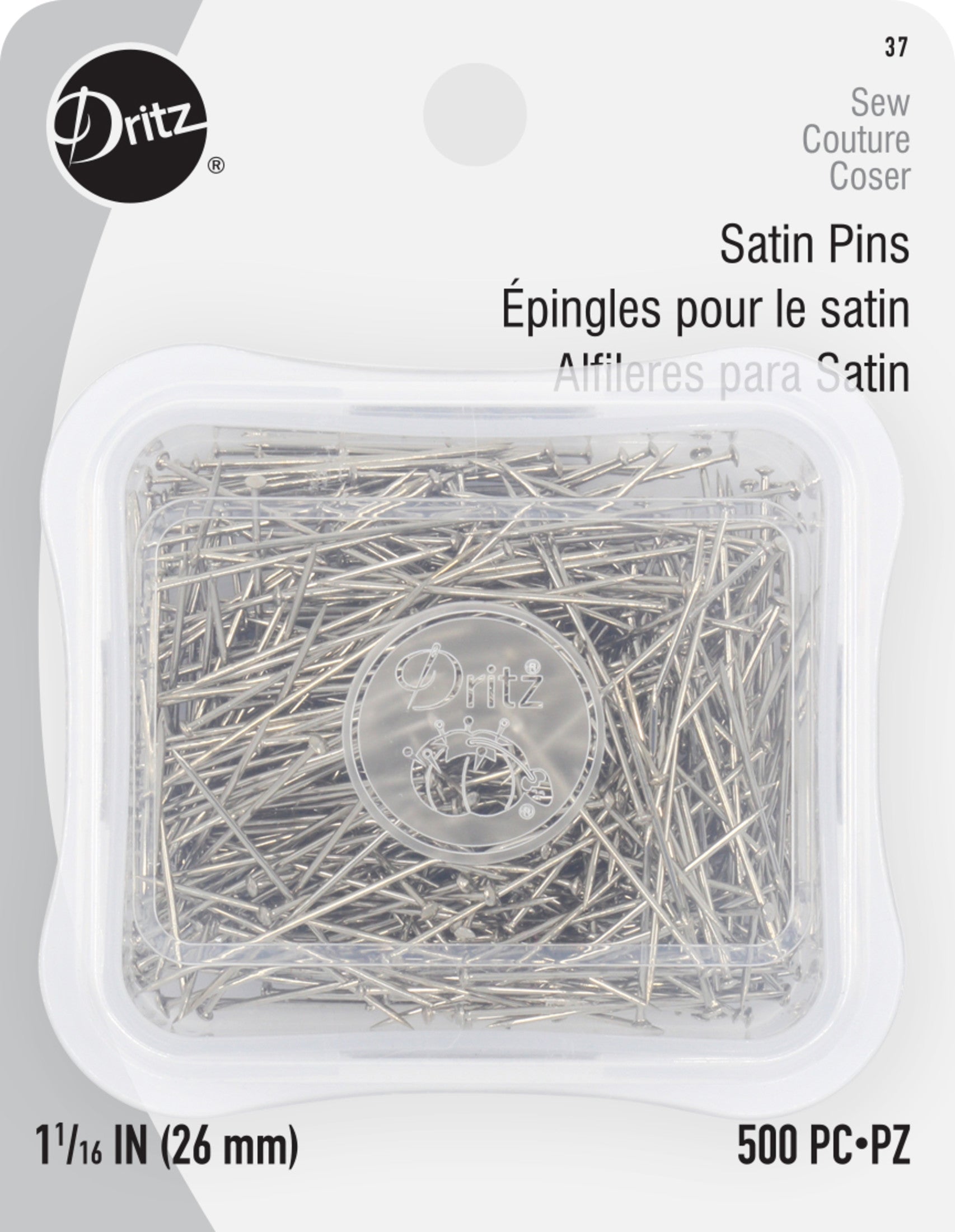 Dritz 1-3/8” Extra-Fine Glass Head Pins, 250 pc, White by Dritz