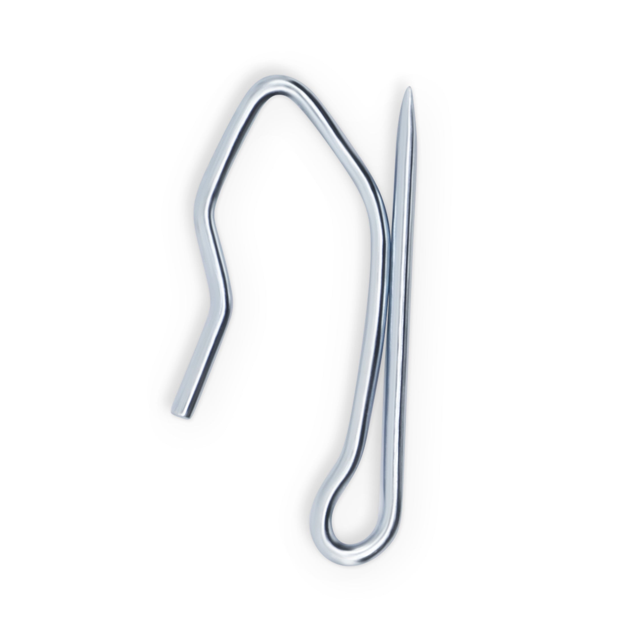 Deep Pleat Short Neck Hooks, Metal - Silver