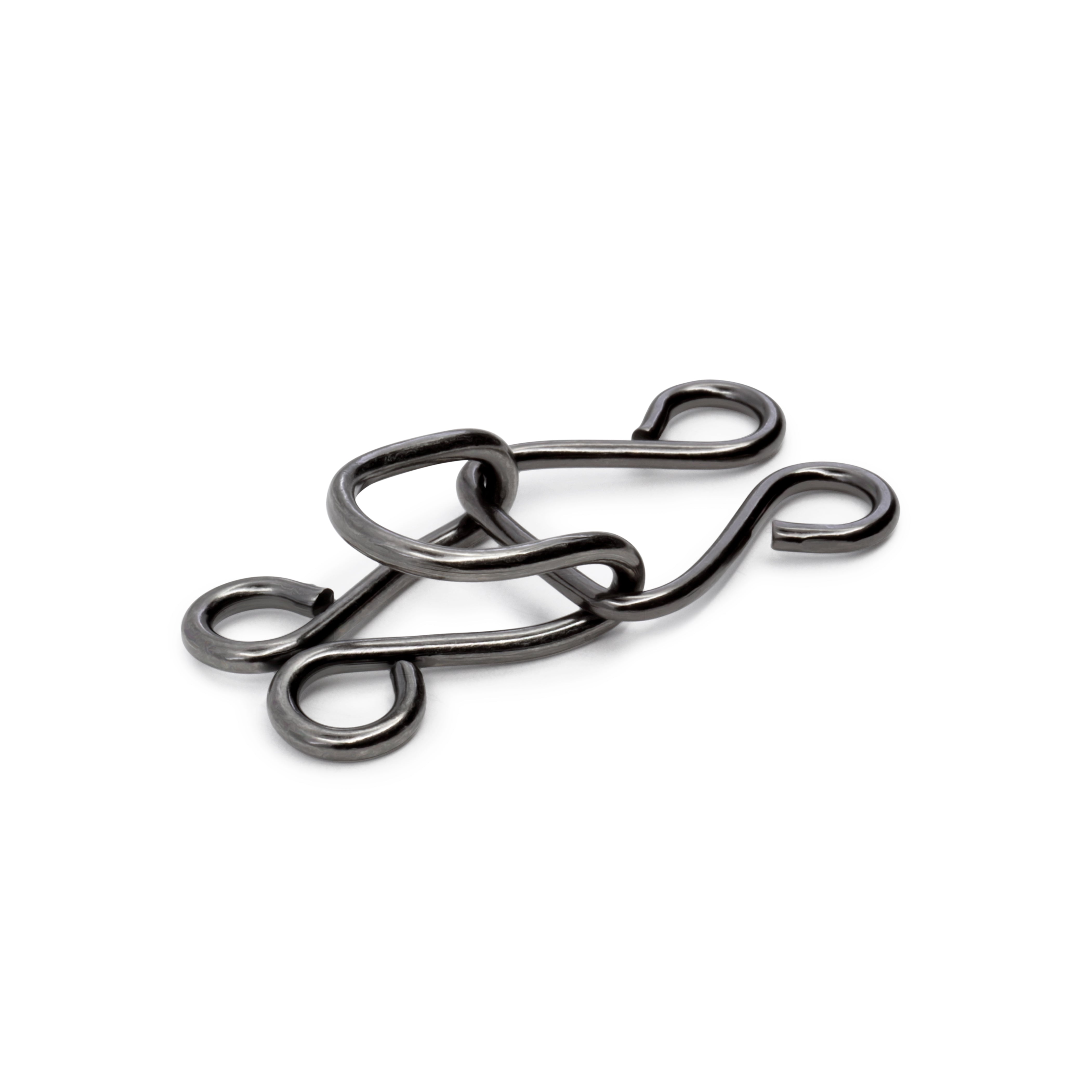 Sew-On Wide Hook & Eye Closures - 2 Sets/Pack - Black & Nickel