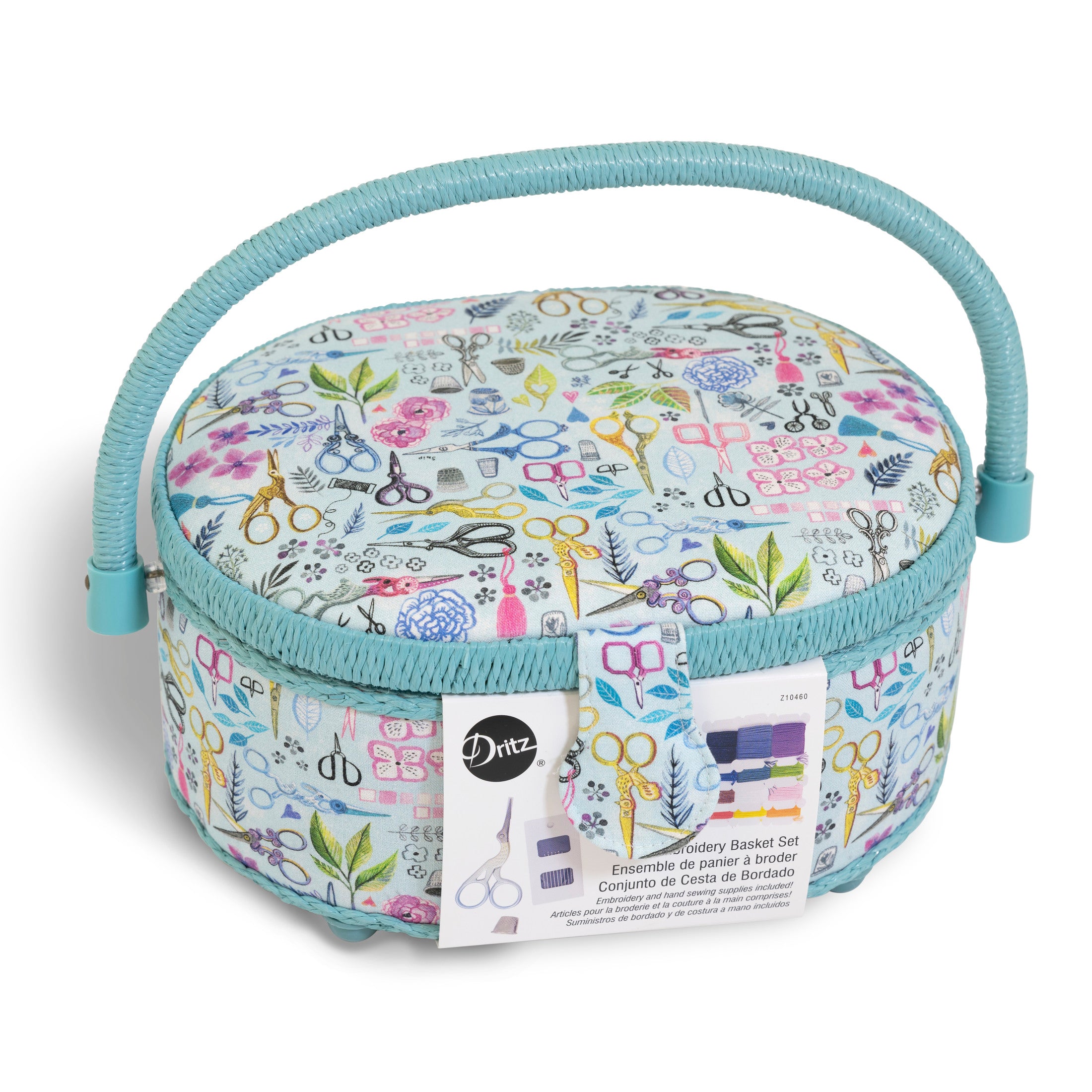 Dritz Large Square Sewing Basket, Aqua Sewing Machine