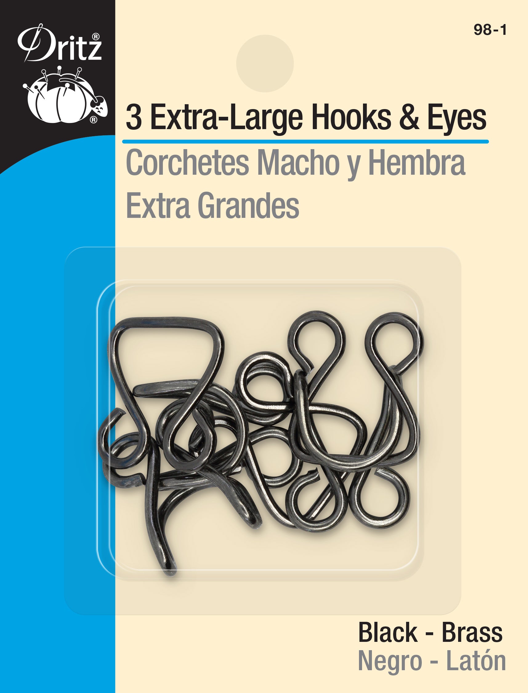 Dritz Skirt Hook & Eye-1/2 Nickel & Black 12/Pk